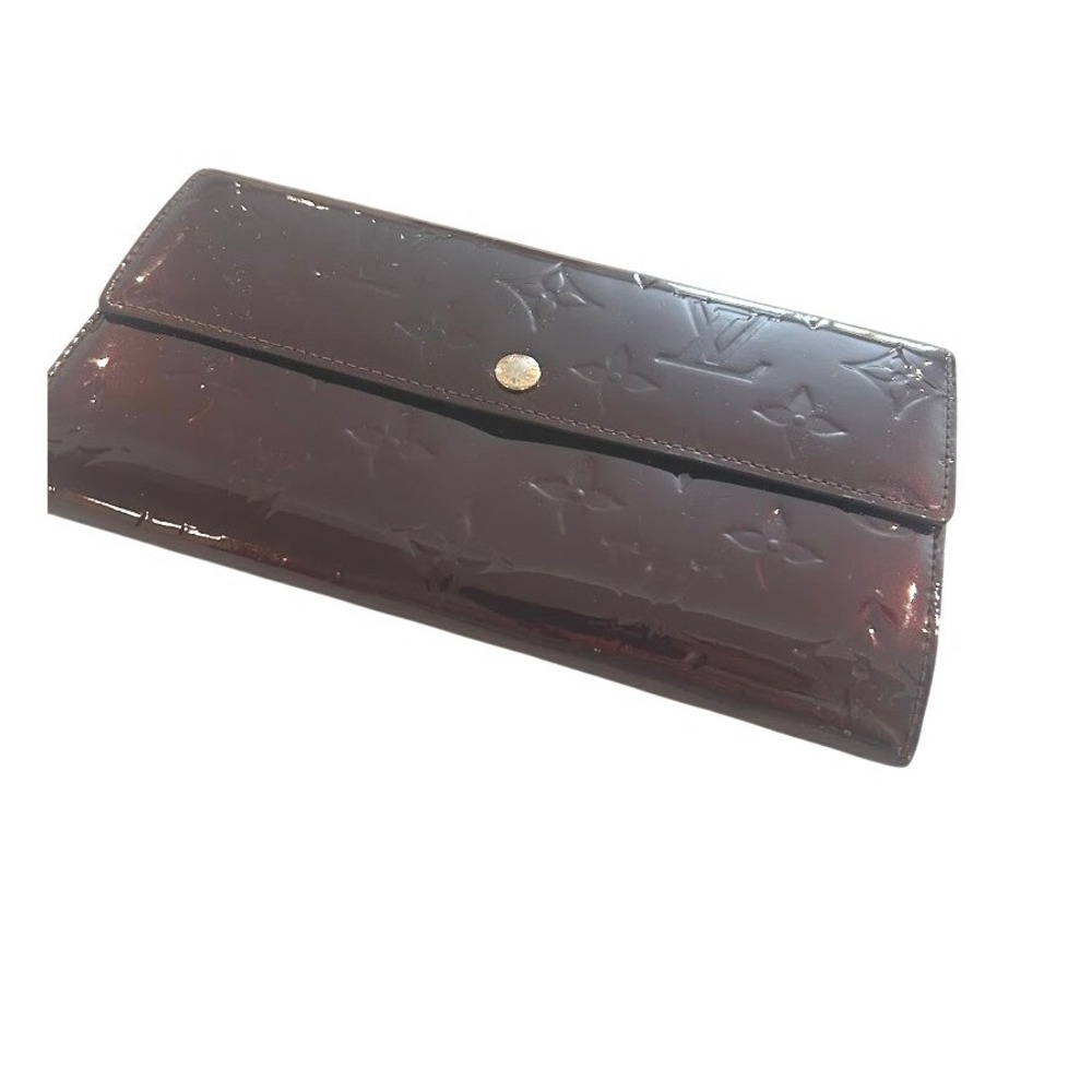 Louis Vuitton Oxblood Patent Monogram Vernis Sarah Wallet Amarante 2007 French - Picture 2 of 11
